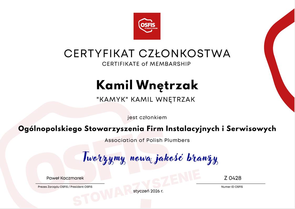 Certyfikat Członkostwa OSFIS