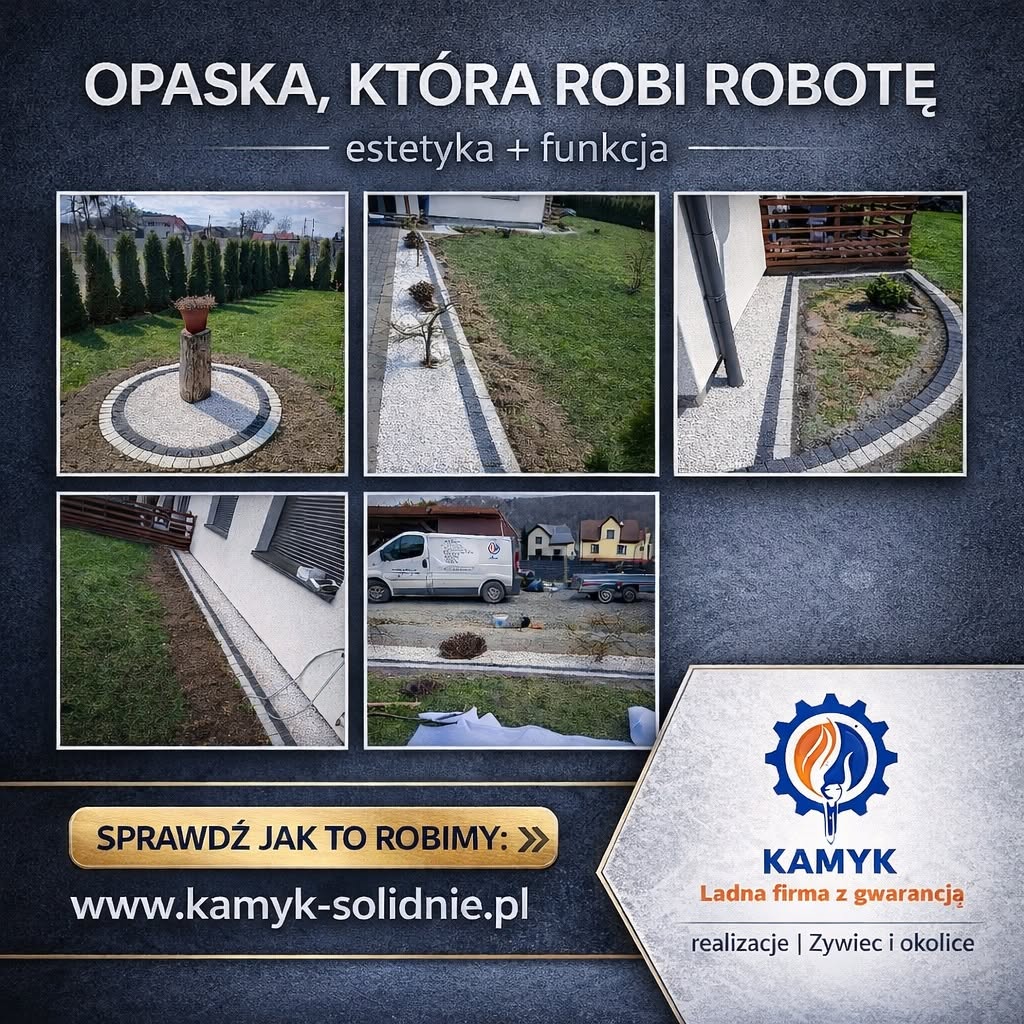 Plakat przedstawiający zdjęcia wykonanej opaski