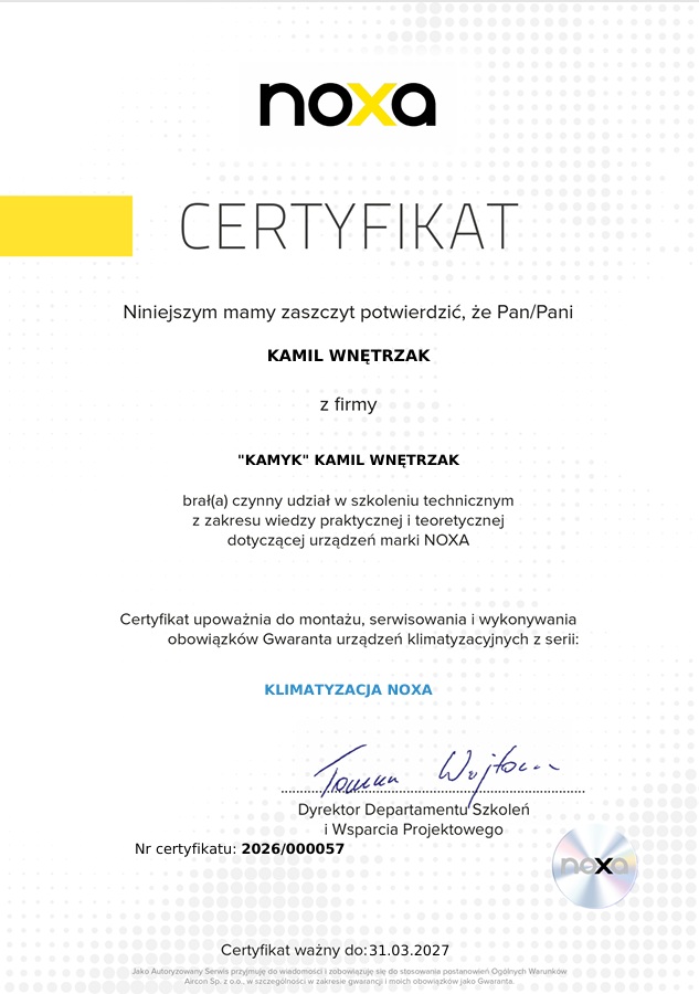 Certyfikat NOXA