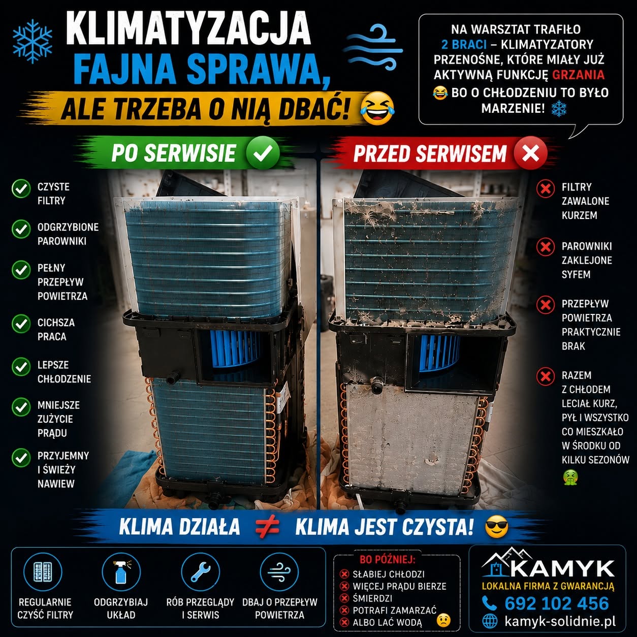 Plakat przedstawiający klimatyzację NOXA po serwisie